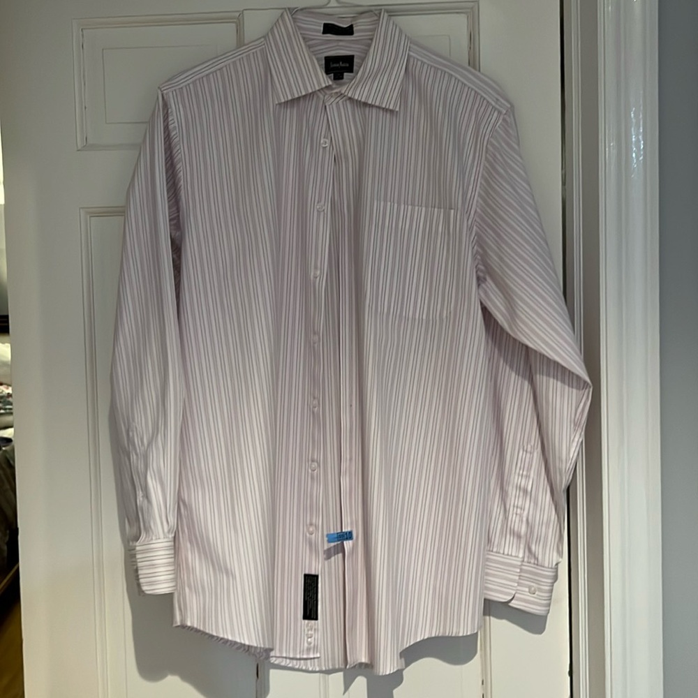 Men’s Neiman Marcus spread collar stripe shirt, size 16 34/35